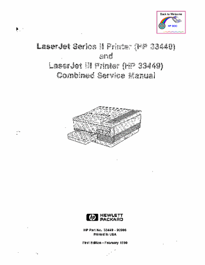 HP LaserJet II LaserJet II Series (HP 33440) and LaserJet III ( HP 33449 ) Printers Combined Service Manual
